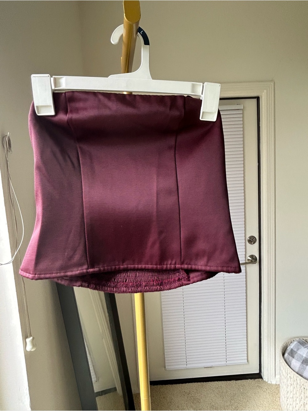 a new day Burgundy Stretch Mini Skirt